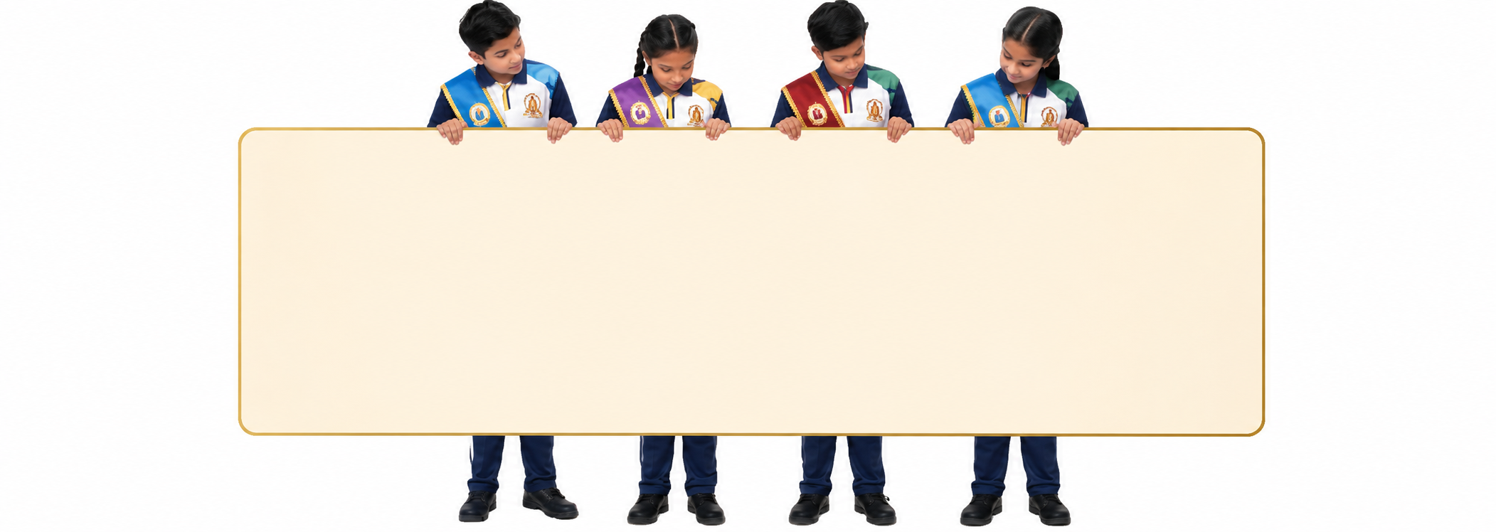 Students of St. Francis Secondary School holding the notice board